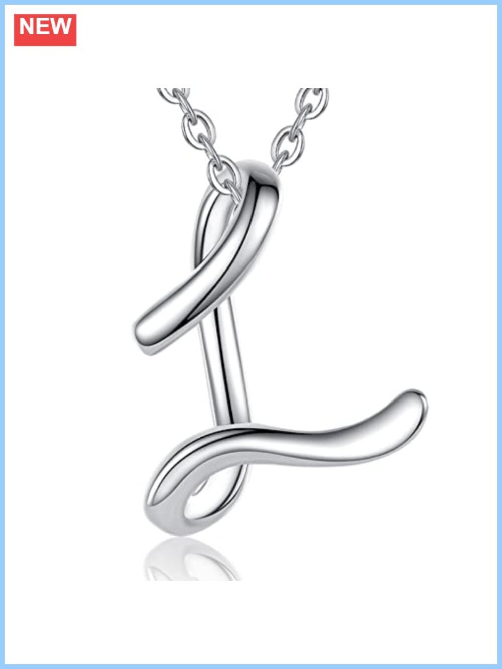 Sterling Silver Initial Pendant Necklace, 18" Chain, Gift for Women